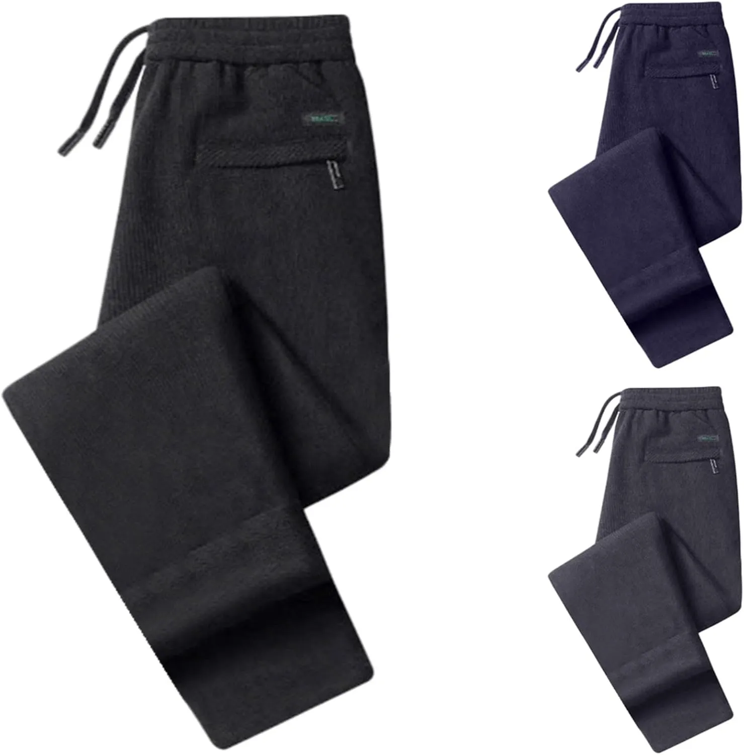 2 Pack Fleece Lined Sweatpants for Men - ZHIFANXN Joggers with Pockets High Waisted Thermal Winter Warm Pants for Snow