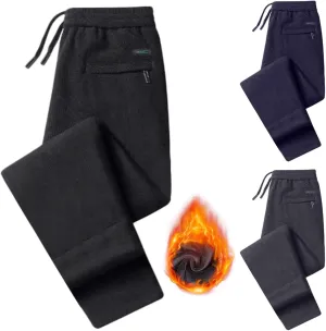 2 Pack Fleece Lined Sweatpants for Men - ZHIFANXN Joggers with Pockets High Waisted Thermal Winter Warm Pants for Snow