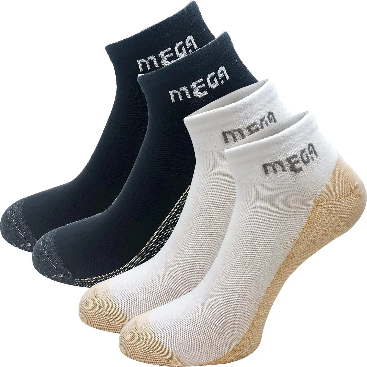 2 Pairs Athletic Ankle Socks Cushioned Breathable Low Cut Tab With Arch Compression Support