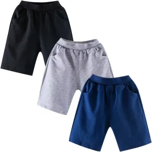 3 Pack Thick Cotton Toddler Boys Kids Shorts Sport Jogger Shorts Kids Summer Shorts with Pockets