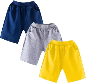 3 Pack Thick Cotton Toddler Boys Kids Shorts Sport Jogger Shorts Kids Summer Shorts with Pockets