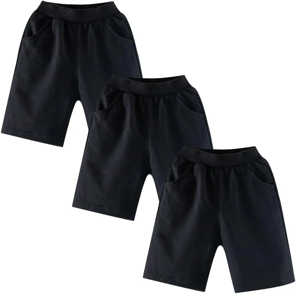 3 Pack Thick Cotton Toddler Boys Kids Shorts Sport Jogger Shorts Kids Summer Shorts with Pockets