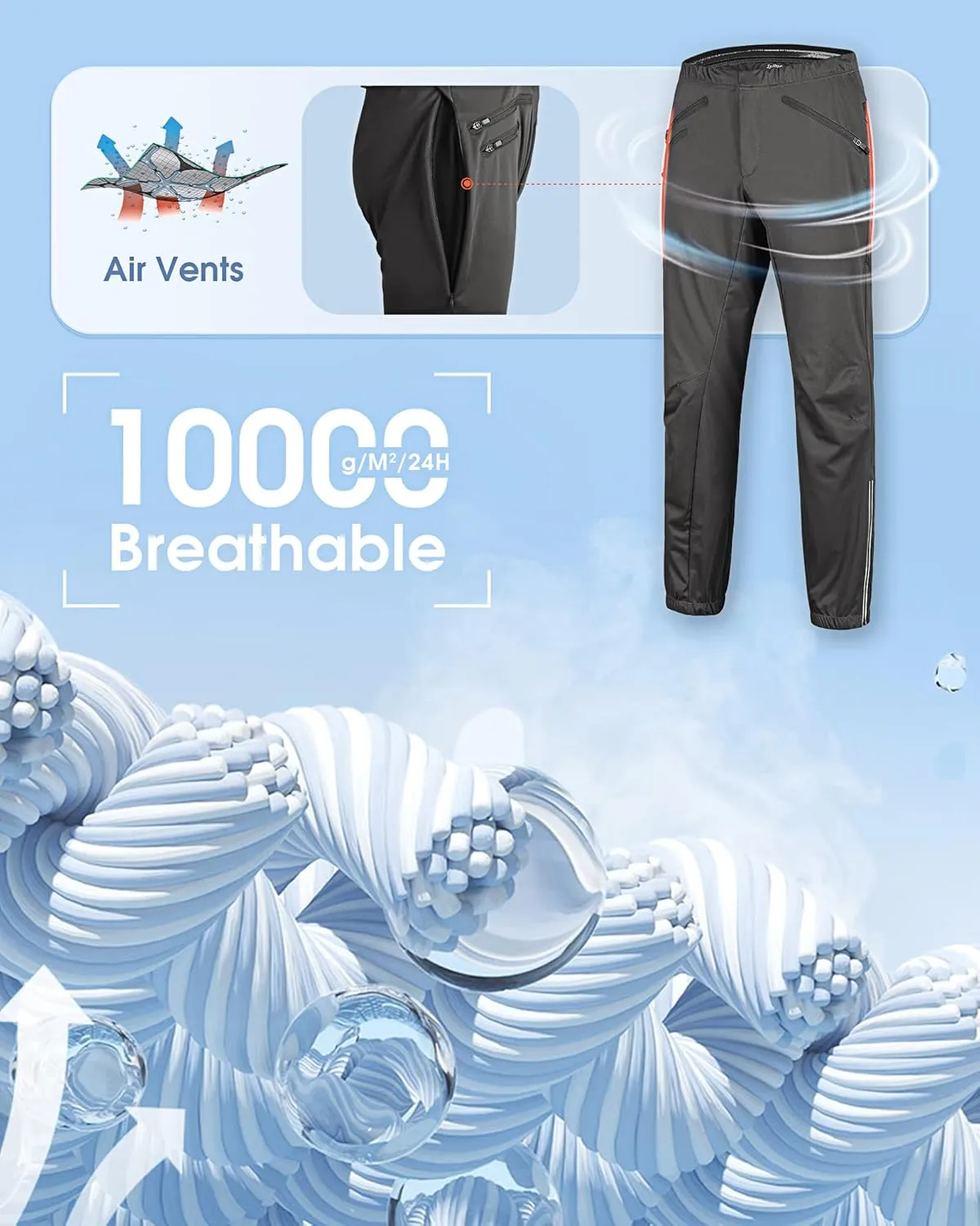 33,000ft Men's Waterproof Cycling Pants, Windproof Breathable Athletic Mountain Bike Pants Running Hiking Sweatpants Sports