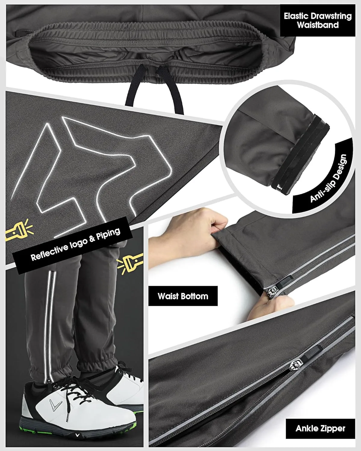 33,000ft Men's Waterproof Cycling Pants, Windproof Breathable Athletic Mountain Bike Pants Running Hiking Sweatpants Sports