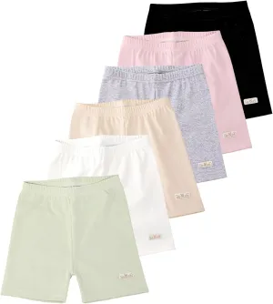 6 Pack Girls Bike Cartwheel Dance Shorts Kids Cotton Shorts Lightweight Breathable Activewear Under Dress