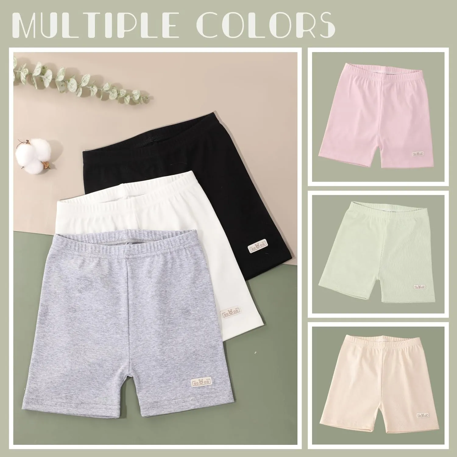 6 Pack Girls Bike Cartwheel Dance Shorts Kids Cotton Shorts Lightweight Breathable Activewear Under Dress