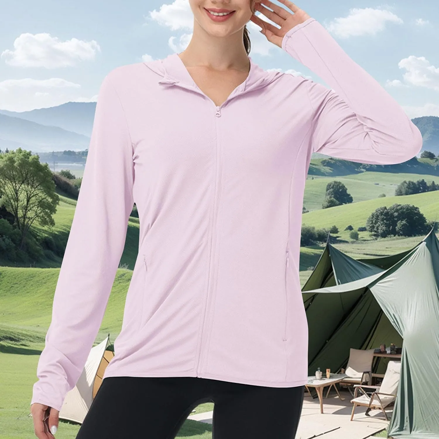 Aesthetic Lightweight Hooded Sunshine Protective Tops for Women Comfy Loose Breathable Suits Biking Outdoor Walking