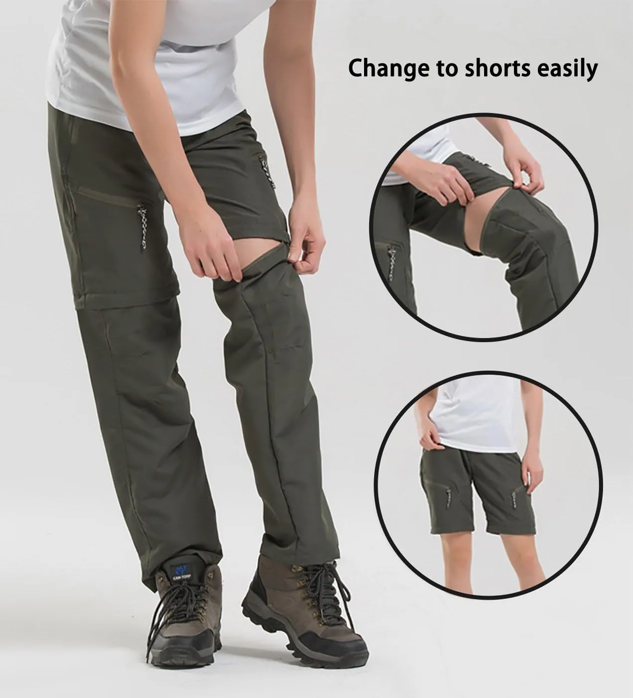 AIEOE Mens Unisex Outdoor Quick Dry Convertible Hiking Sport Cargo Pants Shorts