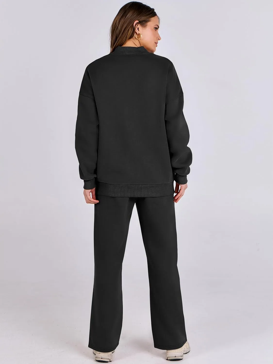 ANRABESS Women 2 Piece Outfits Lounge Set Oversized Zip Up Sweatshirt Jacket Sweatpant Matching Sweat Sets Winter Sweatsuits