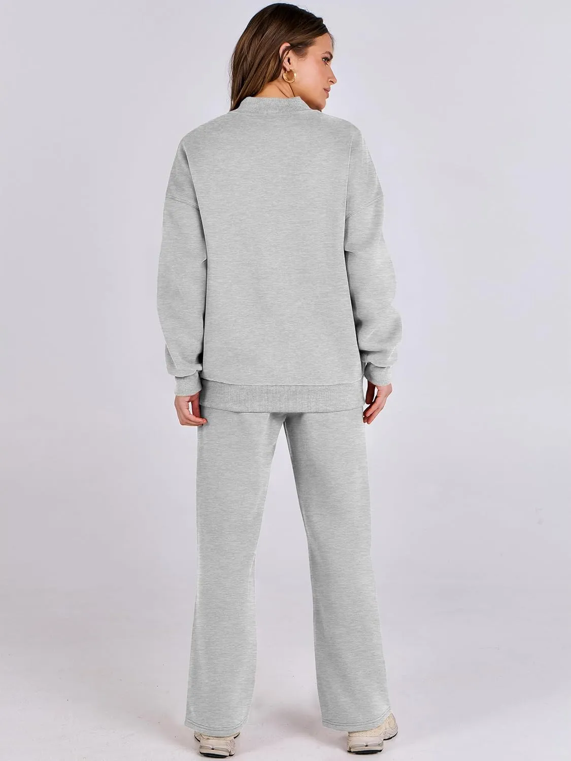 ANRABESS Women 2 Piece Outfits Lounge Set Oversized Zip Up Sweatshirt Jacket Sweatpant Matching Sweat Sets Winter Sweatsuits