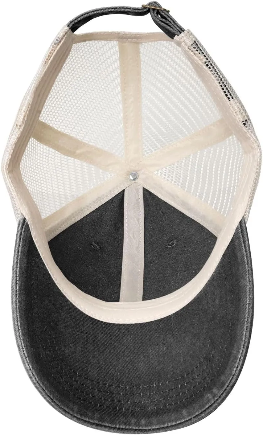 Army Ranger Tab Airborne and Wings Denim Trucker Hat Mesh Baseball Cap for Men Cowboy Dad Black