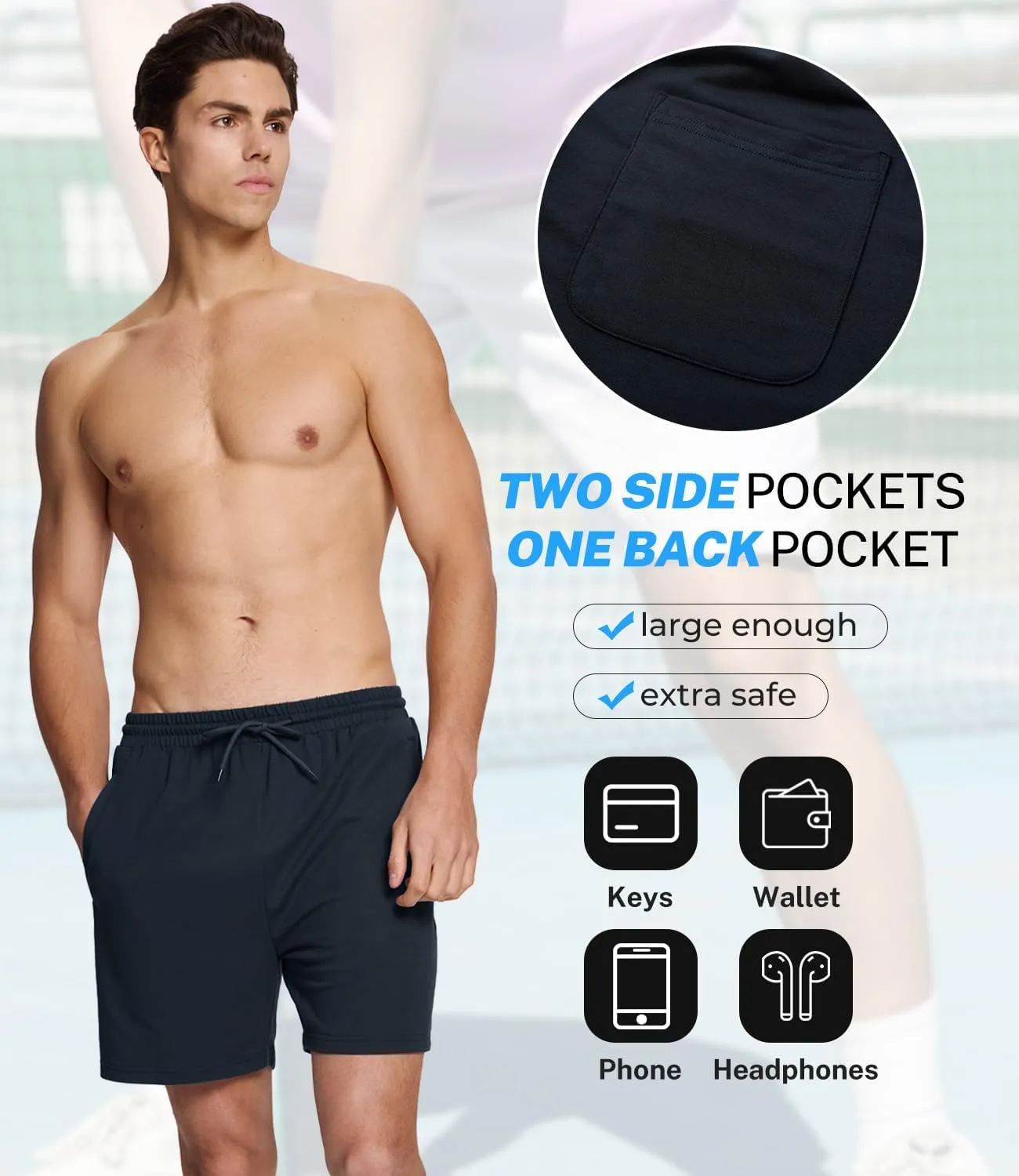 BAMBOO COOL Men's Athletic Shorts Dry Loose-Fit Running Workout Gym Shorts Breathable Lightweight Activewear with Pockets