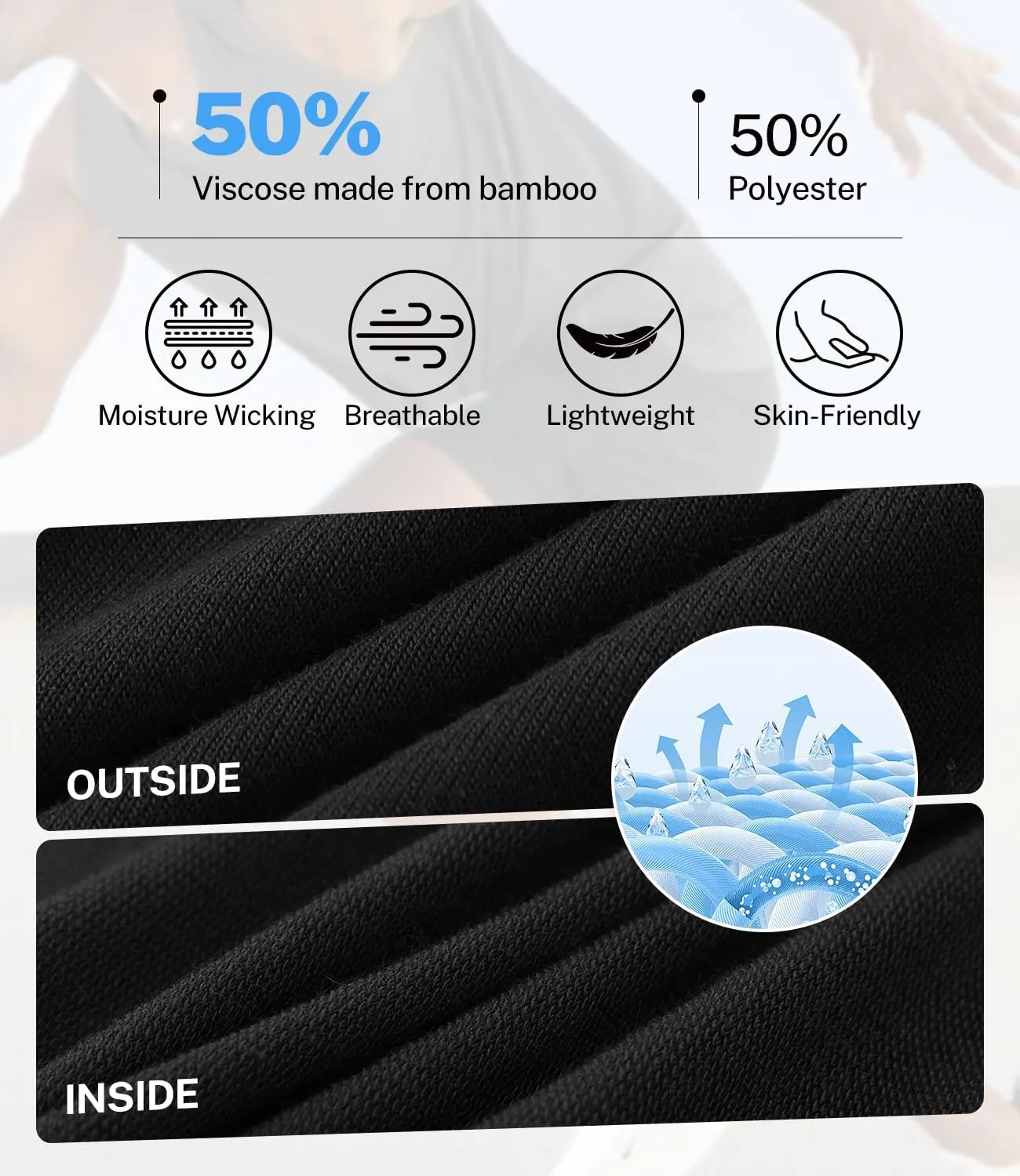 BAMBOO COOL Men's Athletic Shorts Dry Loose-Fit Running Workout Gym Shorts Breathable Lightweight Activewear with Pockets