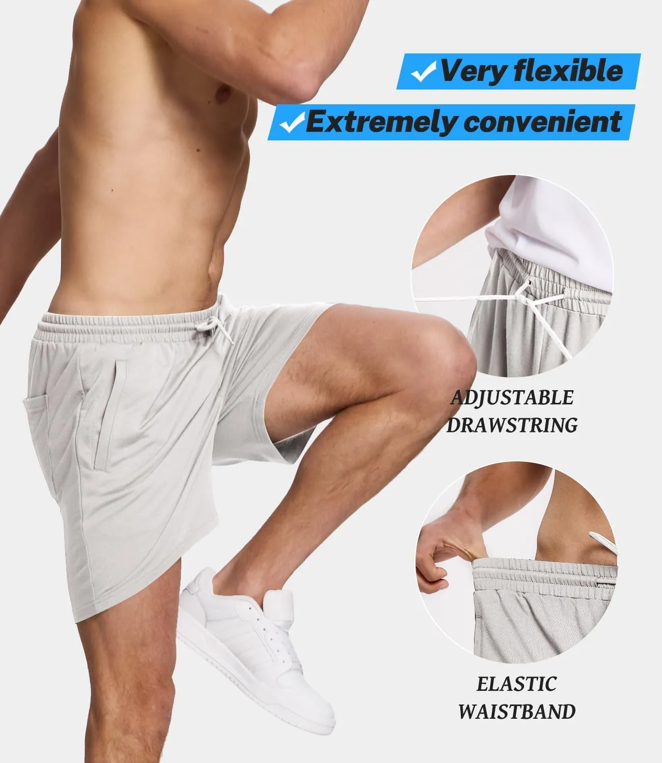 BAMBOO COOL Men's Athletic Shorts Dry Loose-Fit Running Workout Gym Shorts Breathable Lightweight Activewear with Pockets