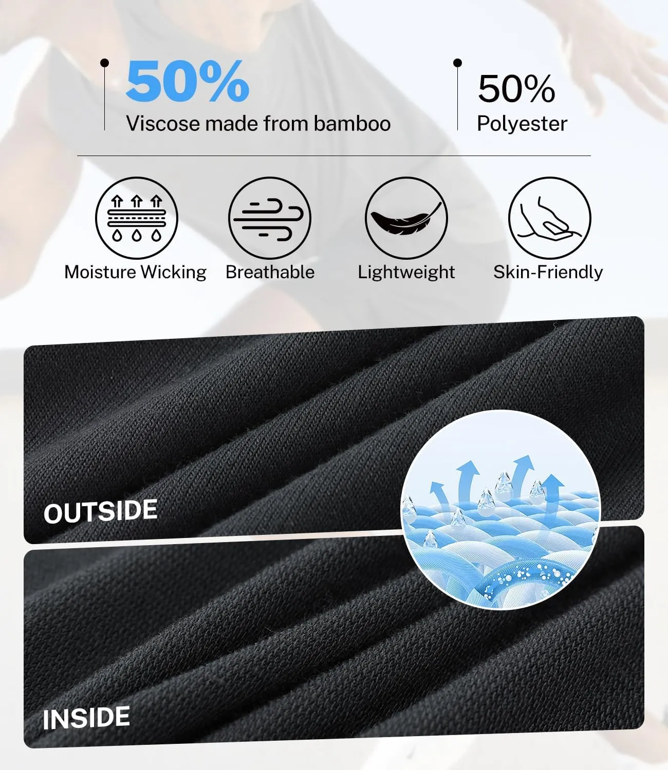 BAMBOO COOL Men's Athletic Shorts Dry Loose-Fit Running Workout Gym Shorts Breathable Lightweight Activewear with Pockets