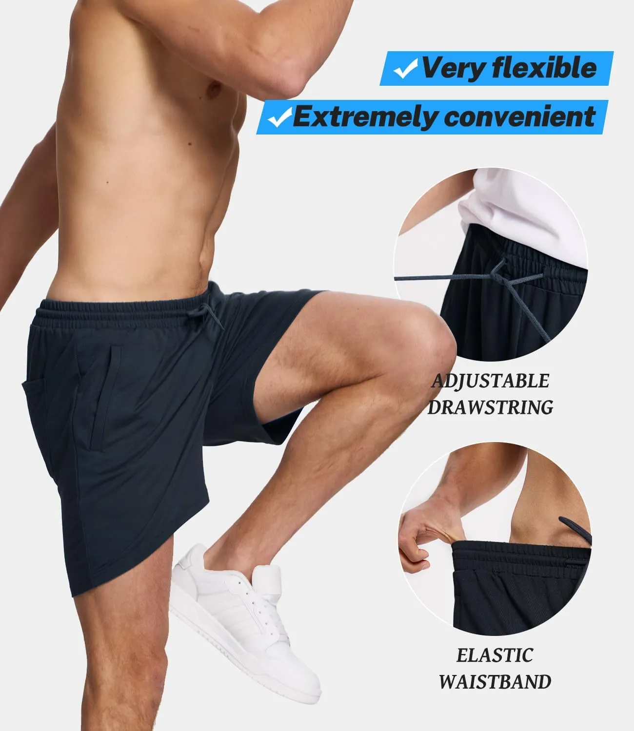 BAMBOO COOL Men's Athletic Shorts Dry Loose-Fit Running Workout Gym Shorts Breathable Lightweight Activewear with Pockets