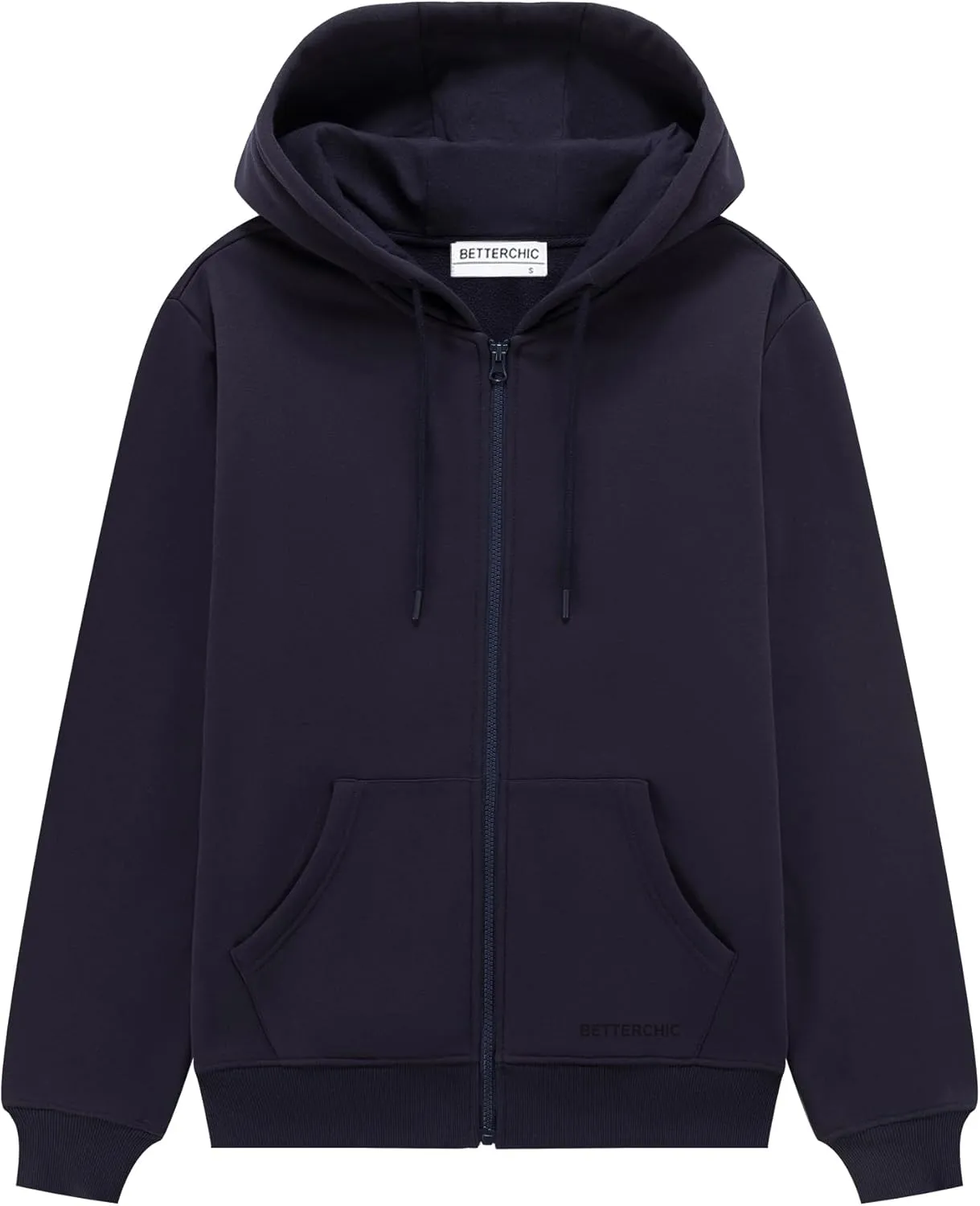 BETTERCHIC Men's Hooded Sweatshirt Athletic Soft Brushed Fleece Hoody Drawstring Full Zip Up Hoodie Size S-3XL
