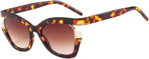 Black Cat Eye Sunglasses For Women Men Vintage Pearl Decoration Sun Glasses Retro Shades UV400 Eyeglasses