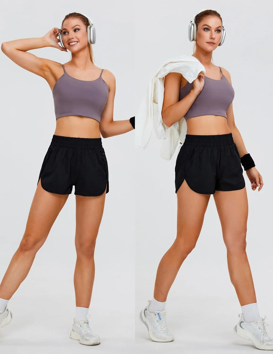 Blooming Jelly Women's Quick-Dry Running Shorts Workout Sport Layer Active Shorts with Pockets 1.75"