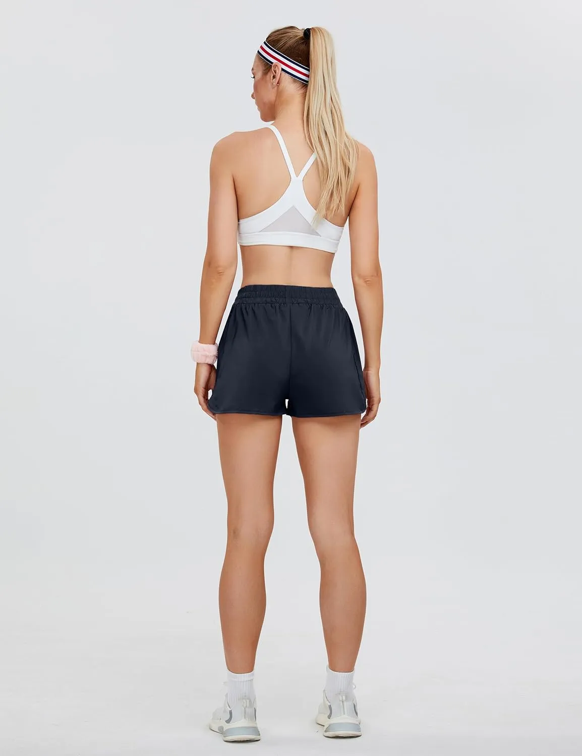 Blooming Jelly Women's Quick-Dry Running Shorts Workout Sport Layer Active Shorts with Pockets 1.75"