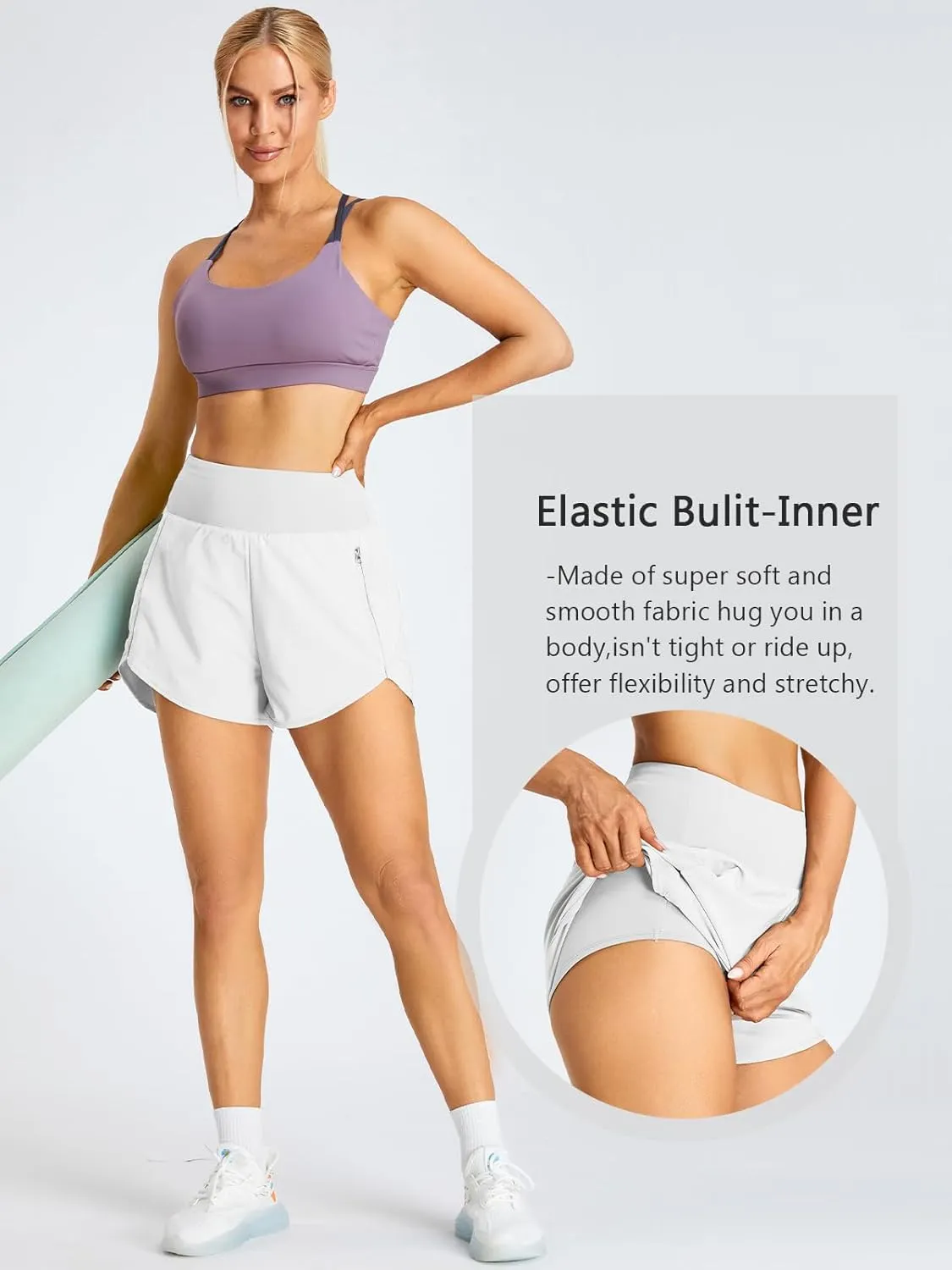 BMJL Women's Athletic Shorts Running High Waisted Shorts Pocket Sporty Workout Shorts Quick Dry Gym Shorts Pants