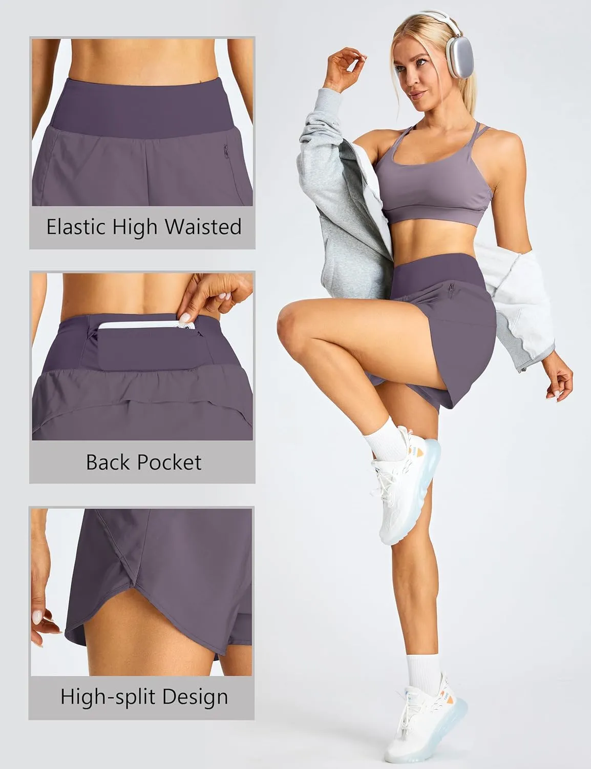BMJL Women's Athletic Shorts Running High Waisted Shorts Pocket Sporty Workout Shorts Quick Dry Gym Shorts Pants