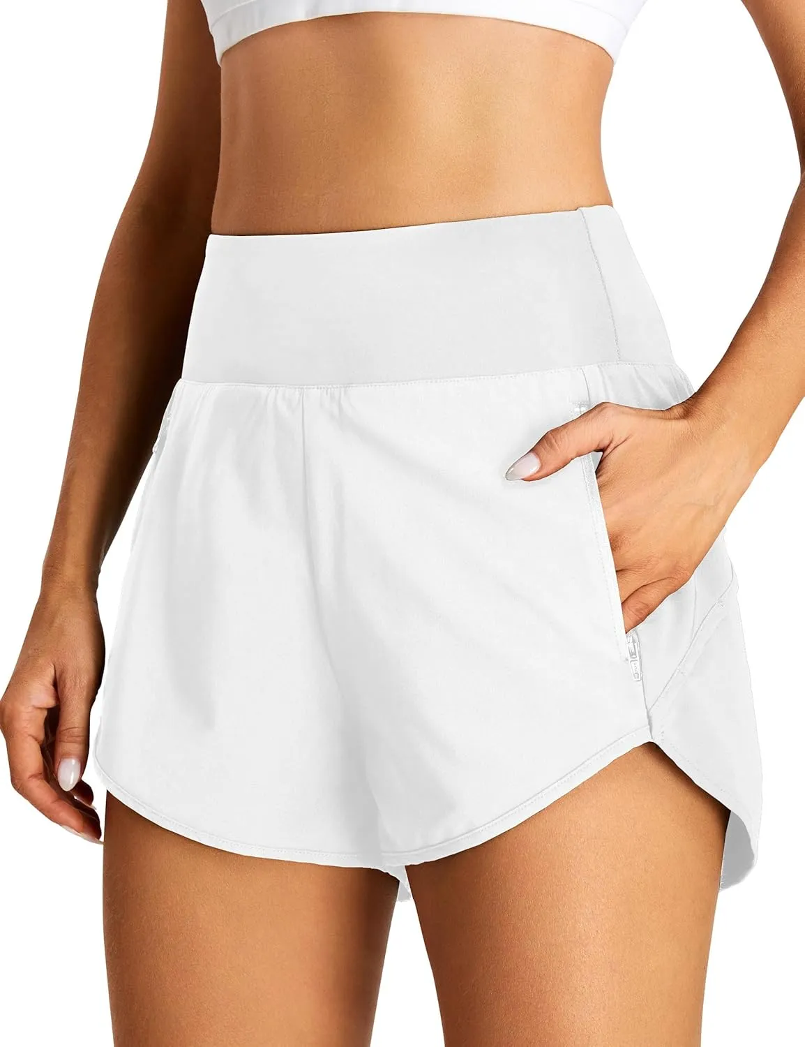 BMJL Women's Athletic Shorts Running High Waisted Shorts Pocket Sporty Workout Shorts Quick Dry Gym Shorts Pants