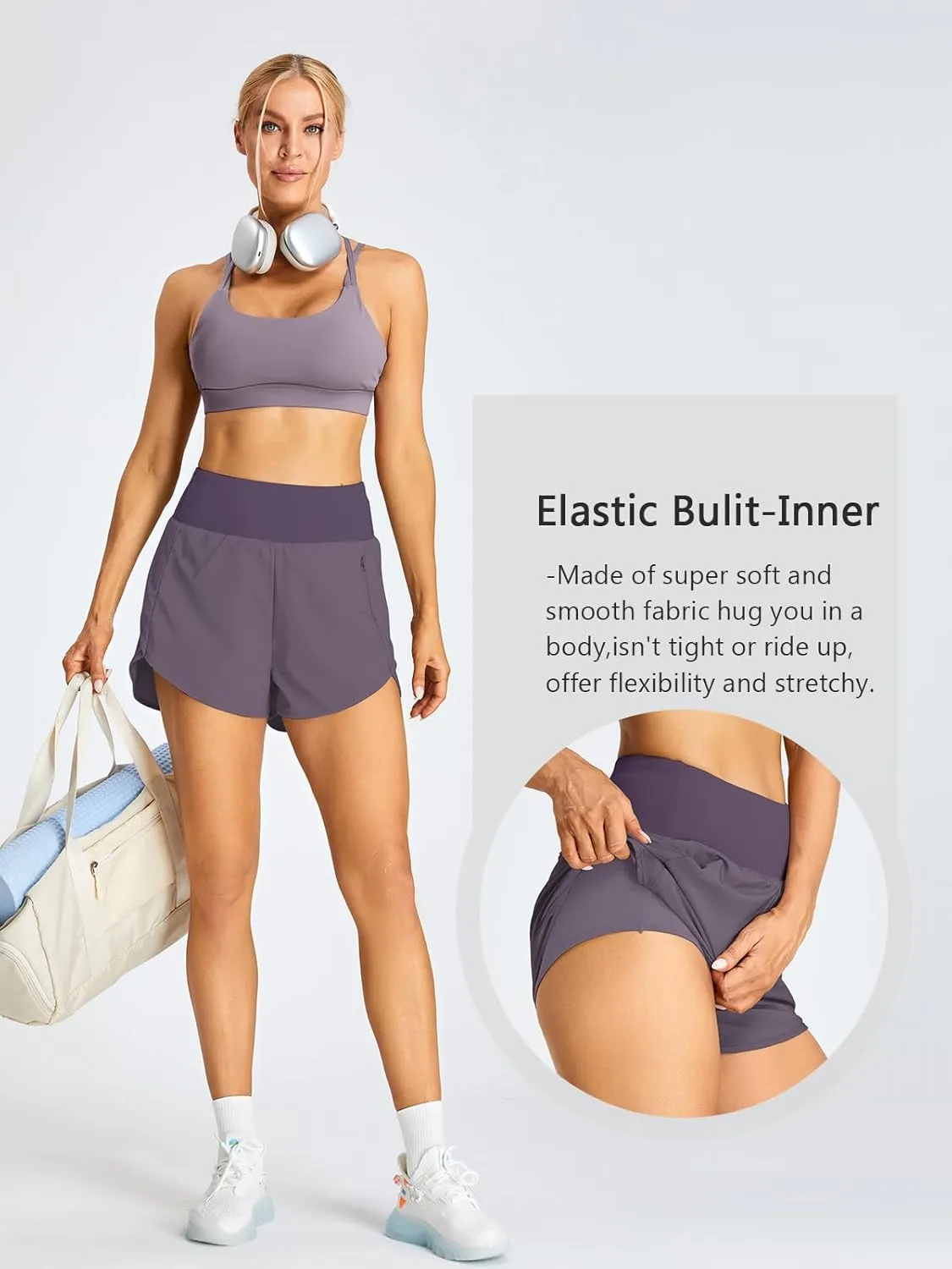 BMJL Women's Athletic Shorts Running High Waisted Shorts Pocket Sporty Workout Shorts Quick Dry Gym Shorts Pants