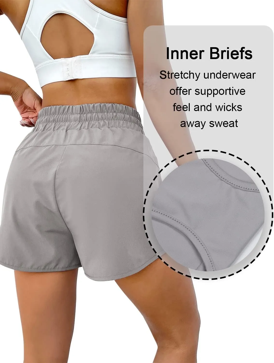 BMJL Women's Running Shorts High Waisted Athletic Shorts Summer Gym Workout Short with Zipper Pockets
