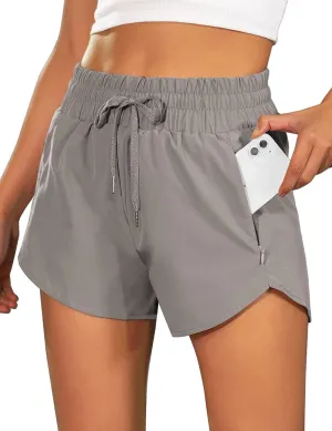 BMJL Women's Running Shorts High Waisted Athletic Shorts Summer Gym Workout Short with Zipper Pockets