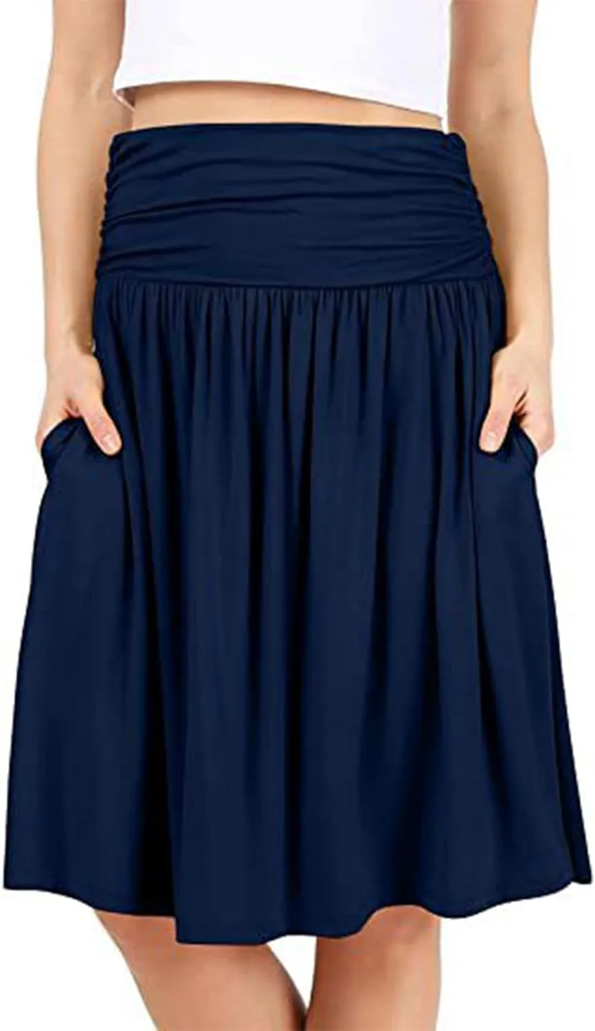Boho Maxi Skirts for Women High Waisted Pleated Ruffle Swing Skirts with Pockets Summer Beach Vacation Clothes 2025