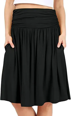 Boho Maxi Skirts for Women High Waisted Pleated Ruffle Swing Skirts with Pockets Summer Beach Vacation Clothes 2025