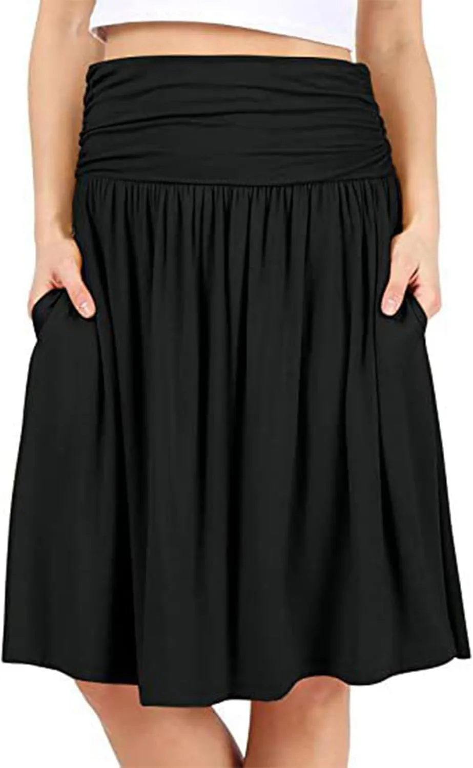 Boho Maxi Skirts for Women High Waisted Pleated Ruffle Swing Skirts with Pockets Summer Beach Vacation Clothes 2025