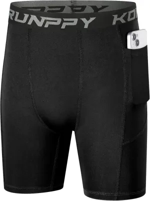 Boys Compression Shorts - Athletic Underwear for Basketball Spandex Shorts Sport Workout Base Layer Side Pocket