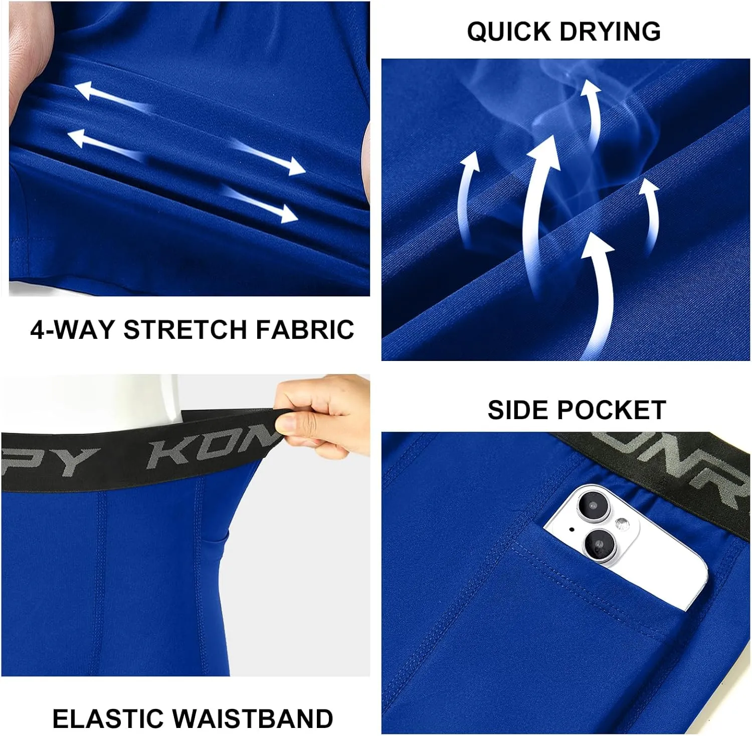 Boys Compression Shorts - Athletic Underwear for Basketball Spandex Shorts Sport Workout Base Layer Side Pocket
