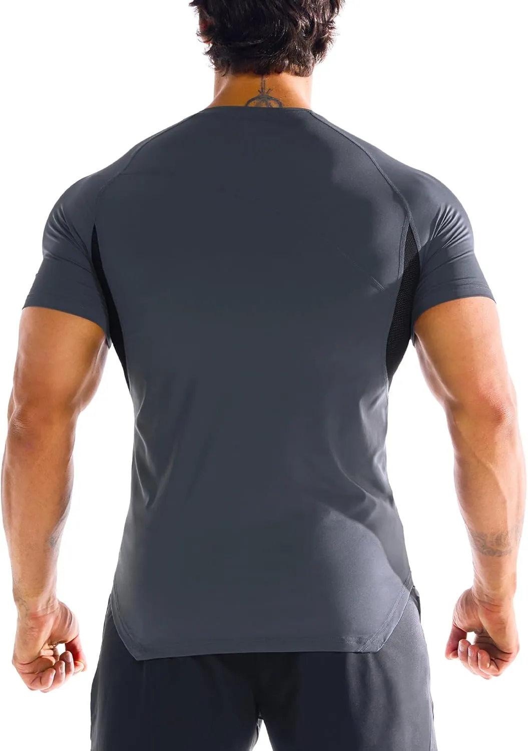 BROKIG 3 Pack Men's Irregular Gym Shirts Quick Dry Sun Protection Workout Athletic Muscle T Shirt Short Sleeve