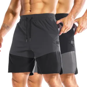 BROKIG Men's Airleg Athletic Shorts with Zipper Pockets 8" Nylon Basketball Shorts Men Quick Dry Lightweight