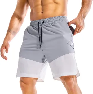 BROKIG Men's Airleg Athletic Shorts with Zipper Pockets 8" Nylon Basketball Shorts Men Quick Dry Lightweight