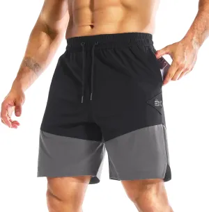 BROKIG Men's Airleg Athletic Shorts with Zipper Pockets 8" Nylon Basketball Shorts Men Quick Dry Lightweight