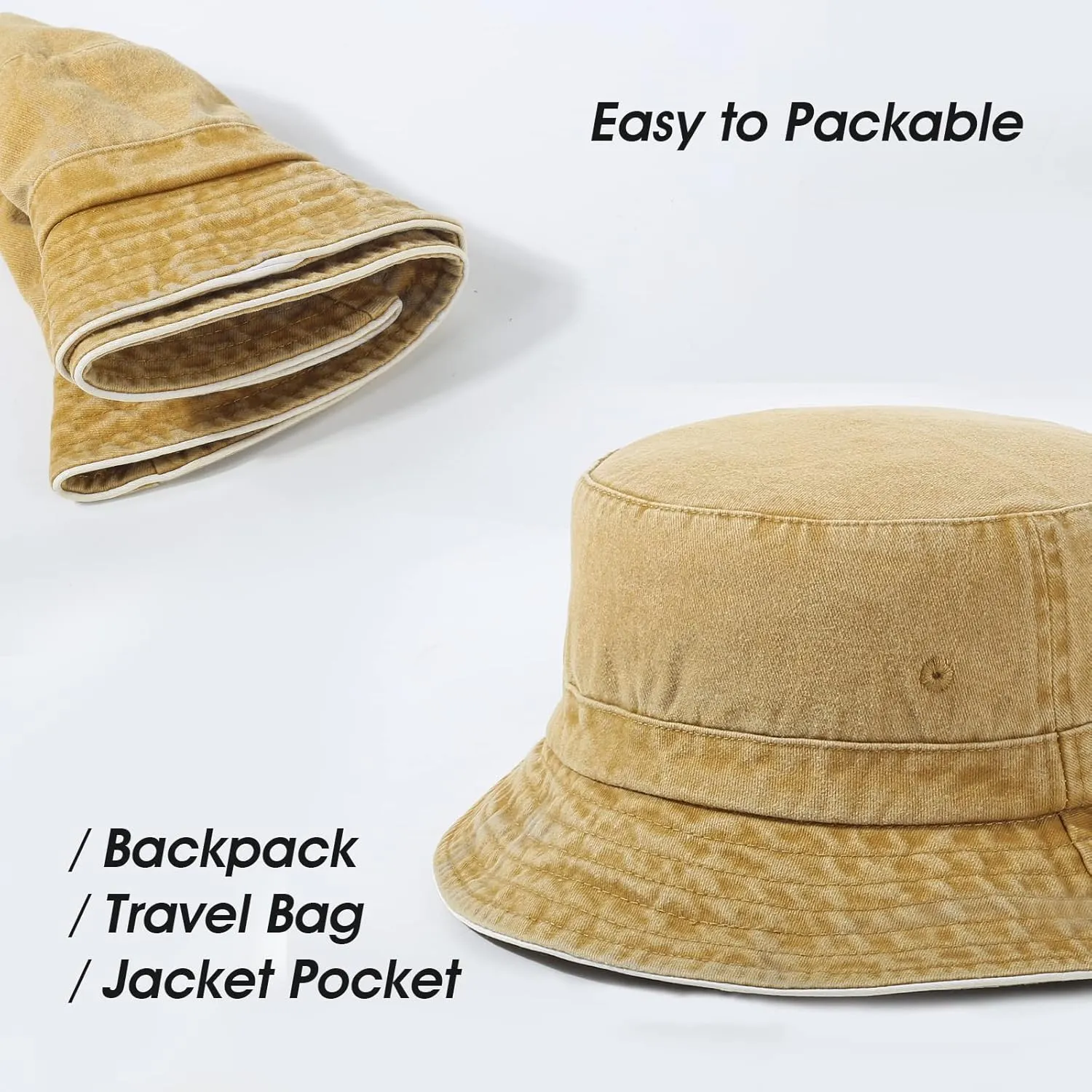 Bucket Hat for Women Men Summer Travel Beach Sun Cap Unisex Outdoor Fishing Packable Cotton Hats
