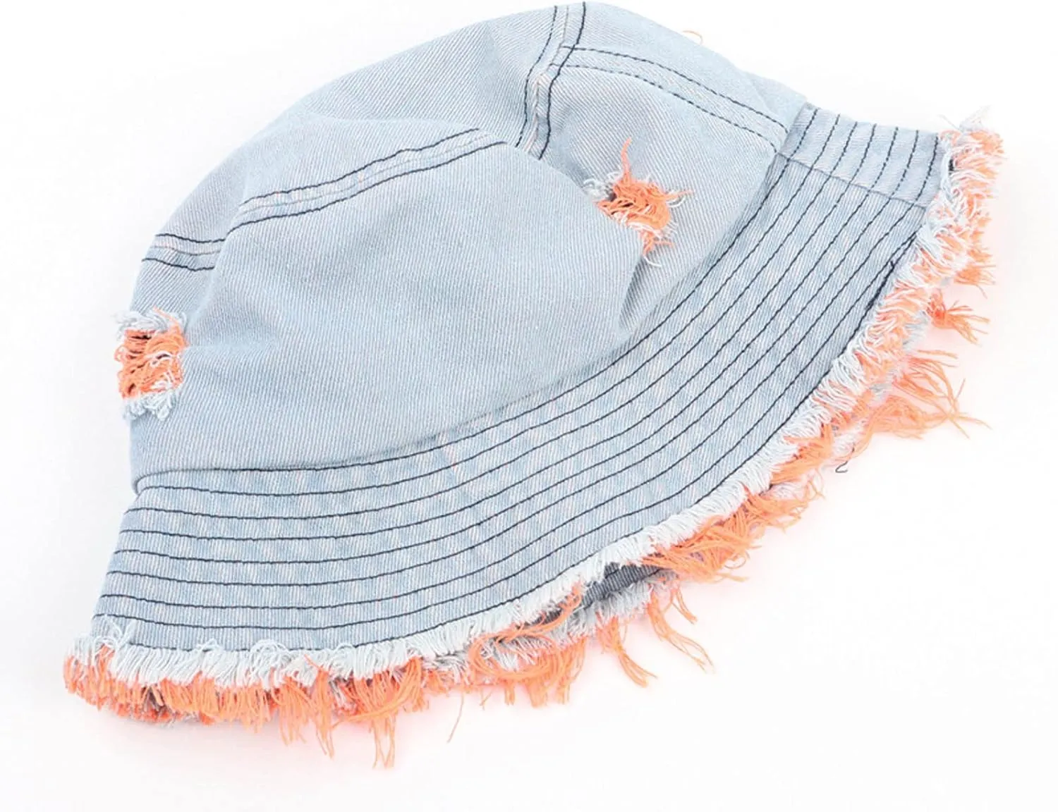 Bucket Hats for Women Denim Washed Distressed Wide Brim Spring Summer Sun Beach Cap Packable Outdoor Fisherman Hat