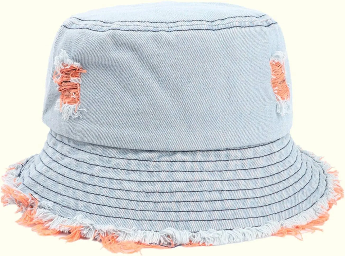 Bucket Hats for Women Denim Washed Distressed Wide Brim Spring Summer Sun Beach Cap Packable Outdoor Fisherman Hat