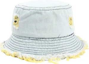 Bucket Hats for Women Denim Washed Distressed Wide Brim Spring Summer Sun Beach Cap Packable Outdoor Fisherman Hat