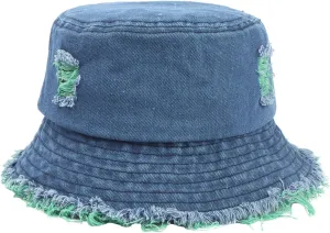 Bucket Hats for Women Denim Washed Distressed Wide Brim Spring Summer Sun Beach Cap Packable Outdoor Fisherman Hat