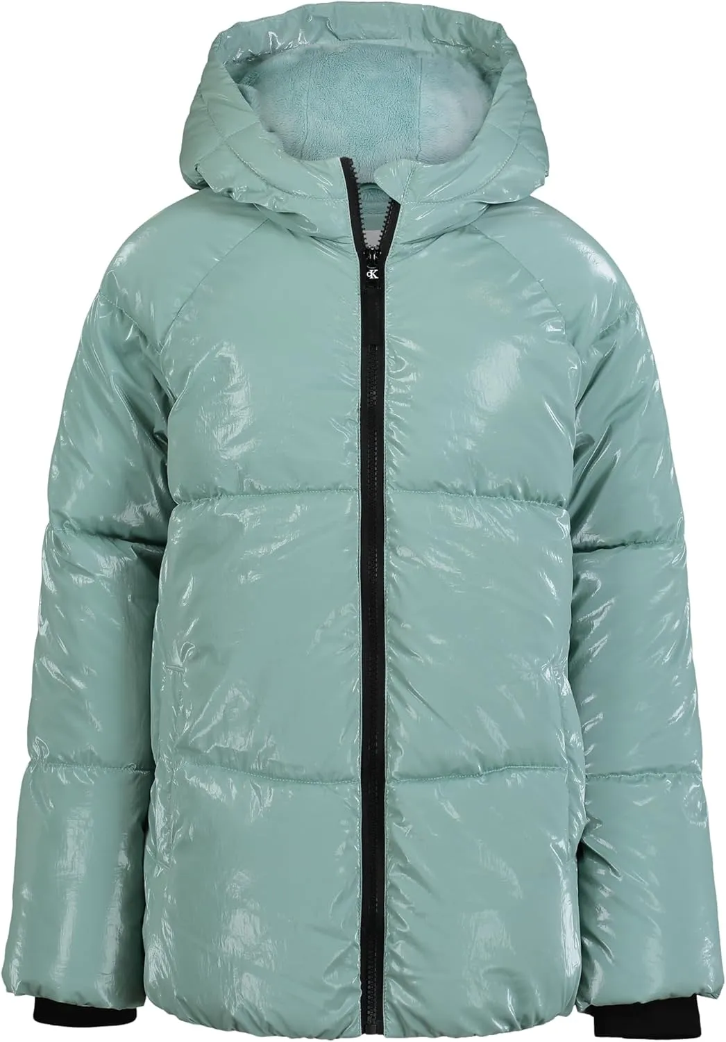 Calvin Klein Girls' Short Length Hooded Winter Puffer Jacket with Fleece Lining