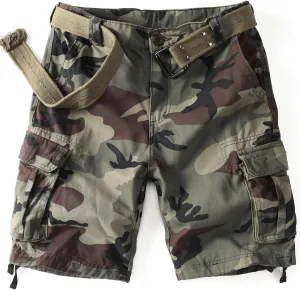 Camo Cargo Shorts for Men Cotton Casual Wild Outdoor Work Relaxed Fit Shorts with Multi-Pockets
