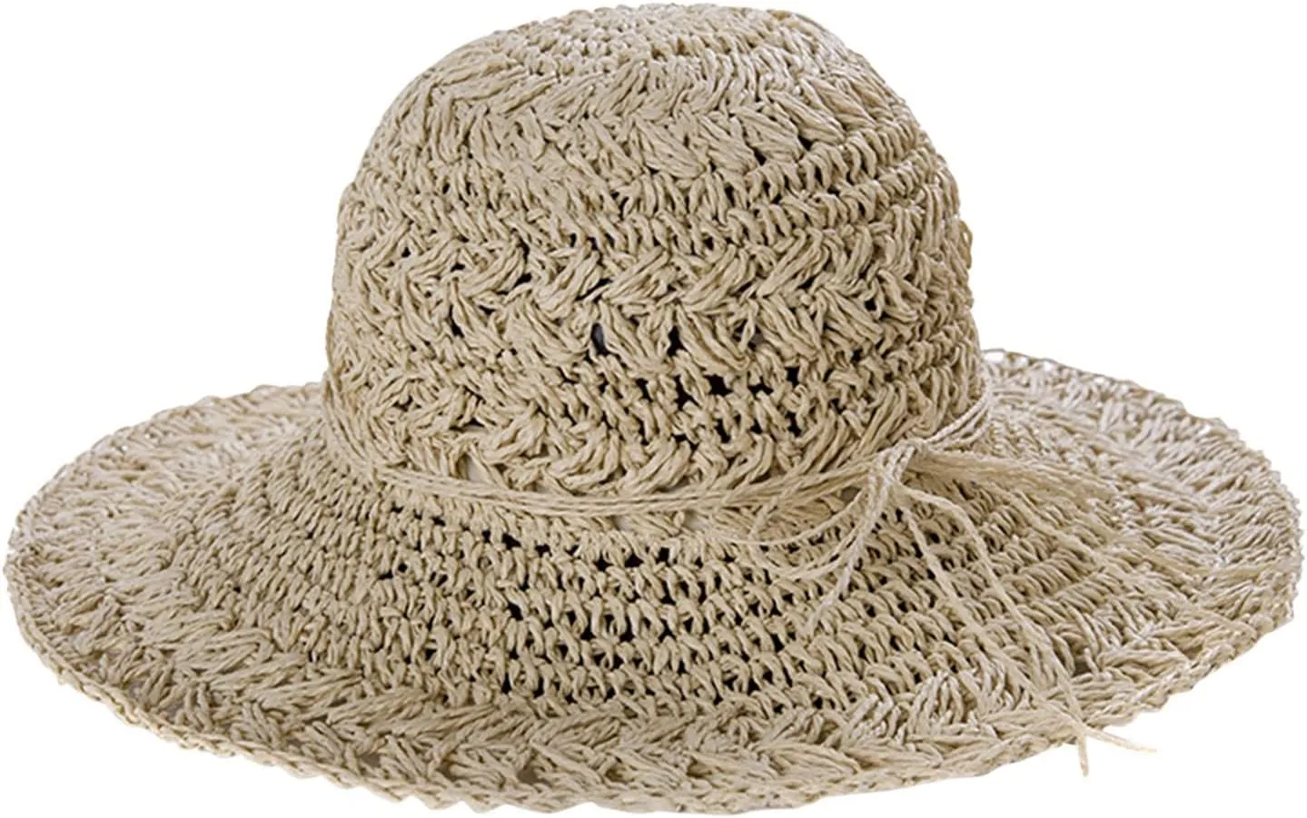Canvas Hiking Hat Sun Straw Hats for Women Foldable Floppy Beach Summer Hat Oversized Weave Wide Brim Bowknot