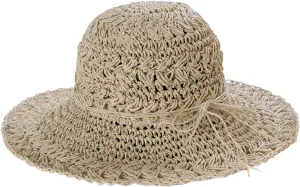 Canvas Hiking Hat Sun Straw Hats for Women Foldable Floppy Beach Summer Hat Oversized Weave Wide Brim Bowknot