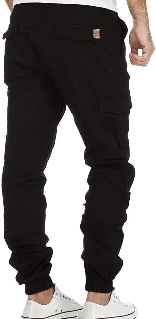 Cargo Pants for Men Big and Tall Men's Joggers with Zipper Pockets Running Athletic Workout Pants Tapered Sweatpants