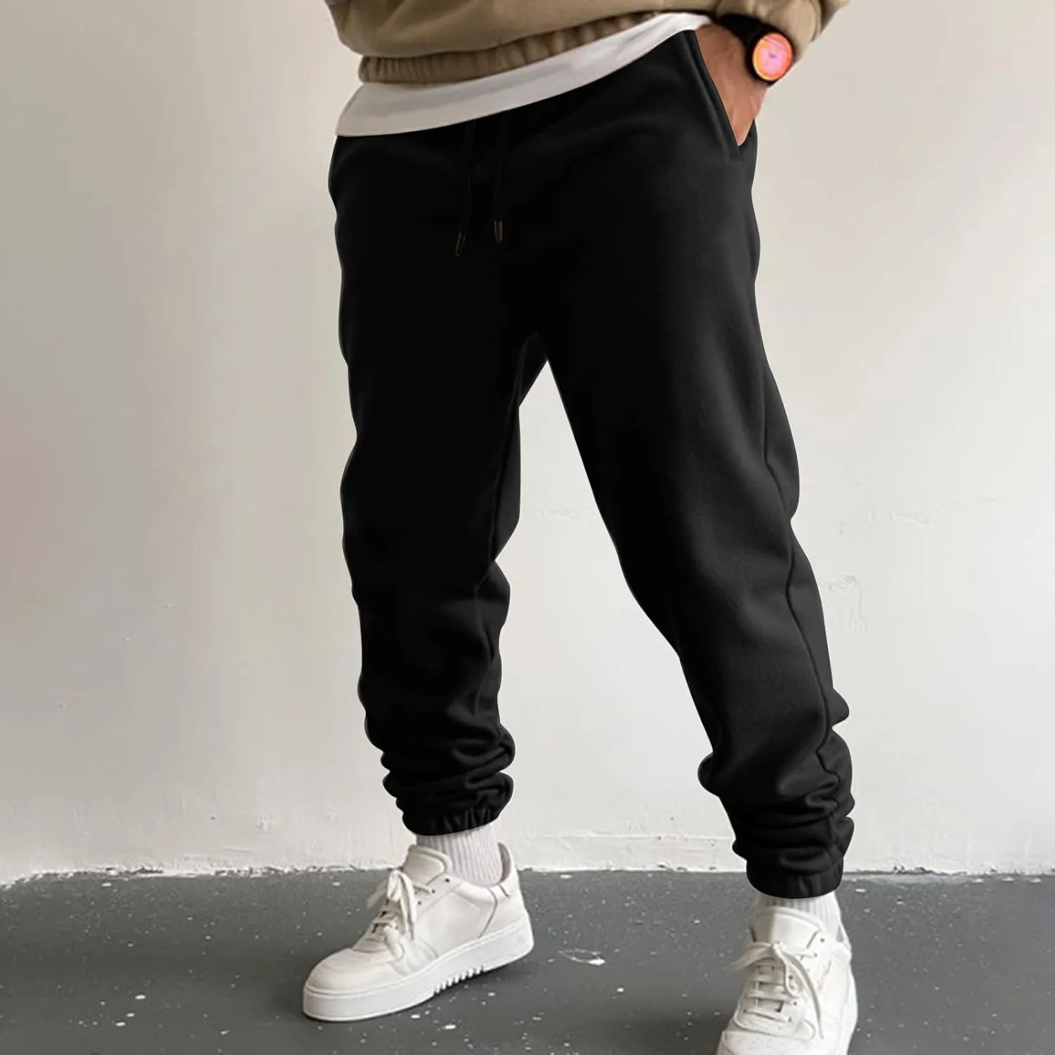 Cargo Pants for Men Relaxed Fit Pant Mens Fleece Active Athletic Workout Jogger Sweatpants for Men with Zipper Pocket